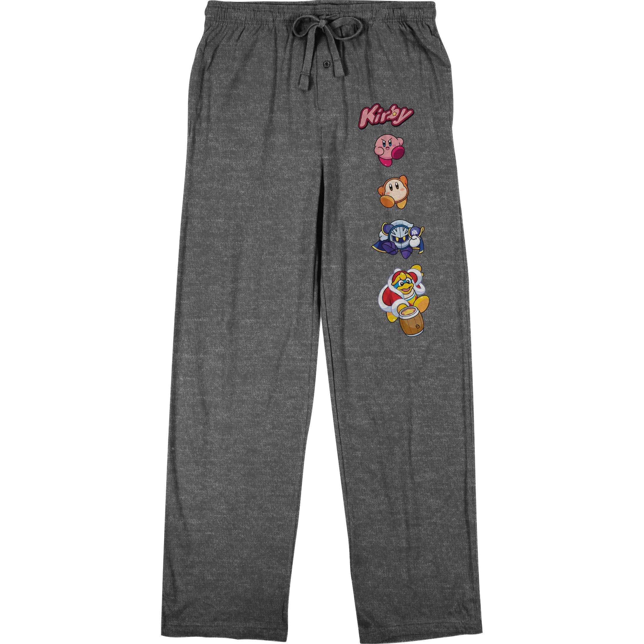 Kirby Classic Video Game Men's Athletic Heather Gray Pajama Pants, Size: XL, Bioworld Merchandising