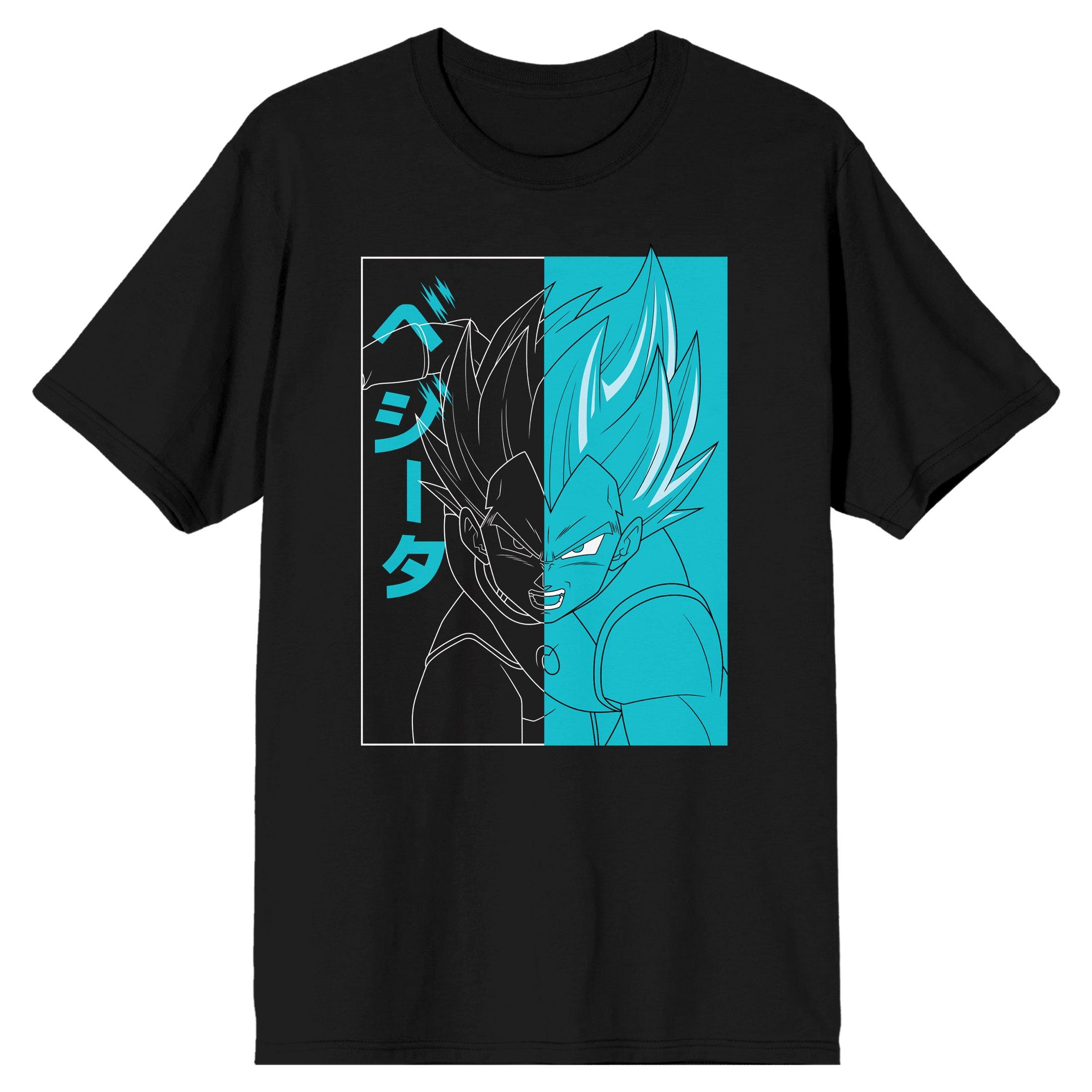 Dragon Ball Super Two Toned Vegeta Anime Men s Black Short Sleeve