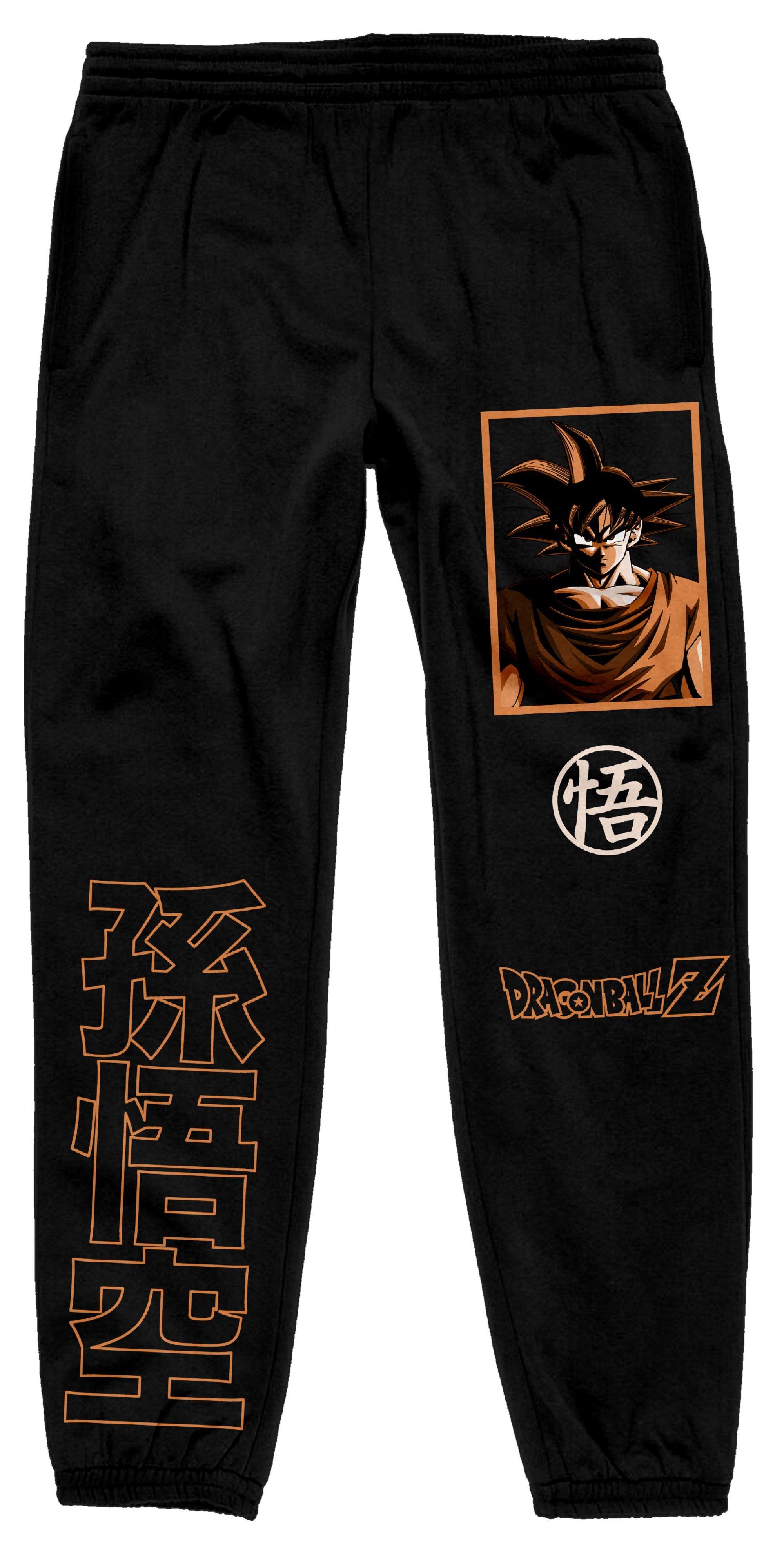 Dragon Ball Z Goku Character and Logo Men's Black Joggers, Size: Small, Bioworld Merchandising