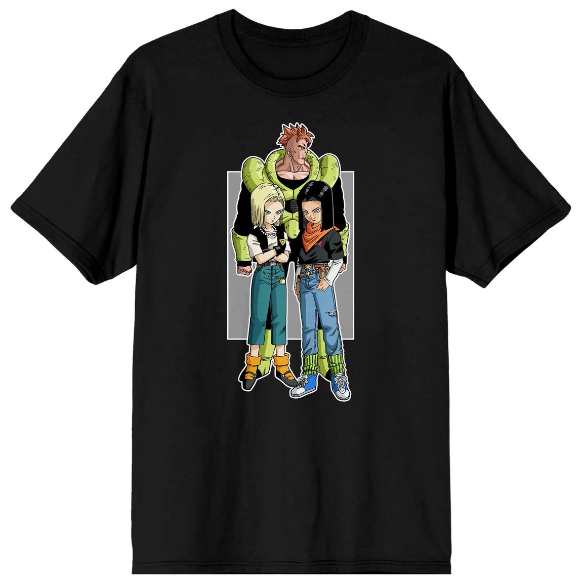 Dragon Ball Z Anime Android 16, 17, and 18 Characters Men's Black Short Sleeve T-Shirt, Size: Large, Bioworld Merchandising