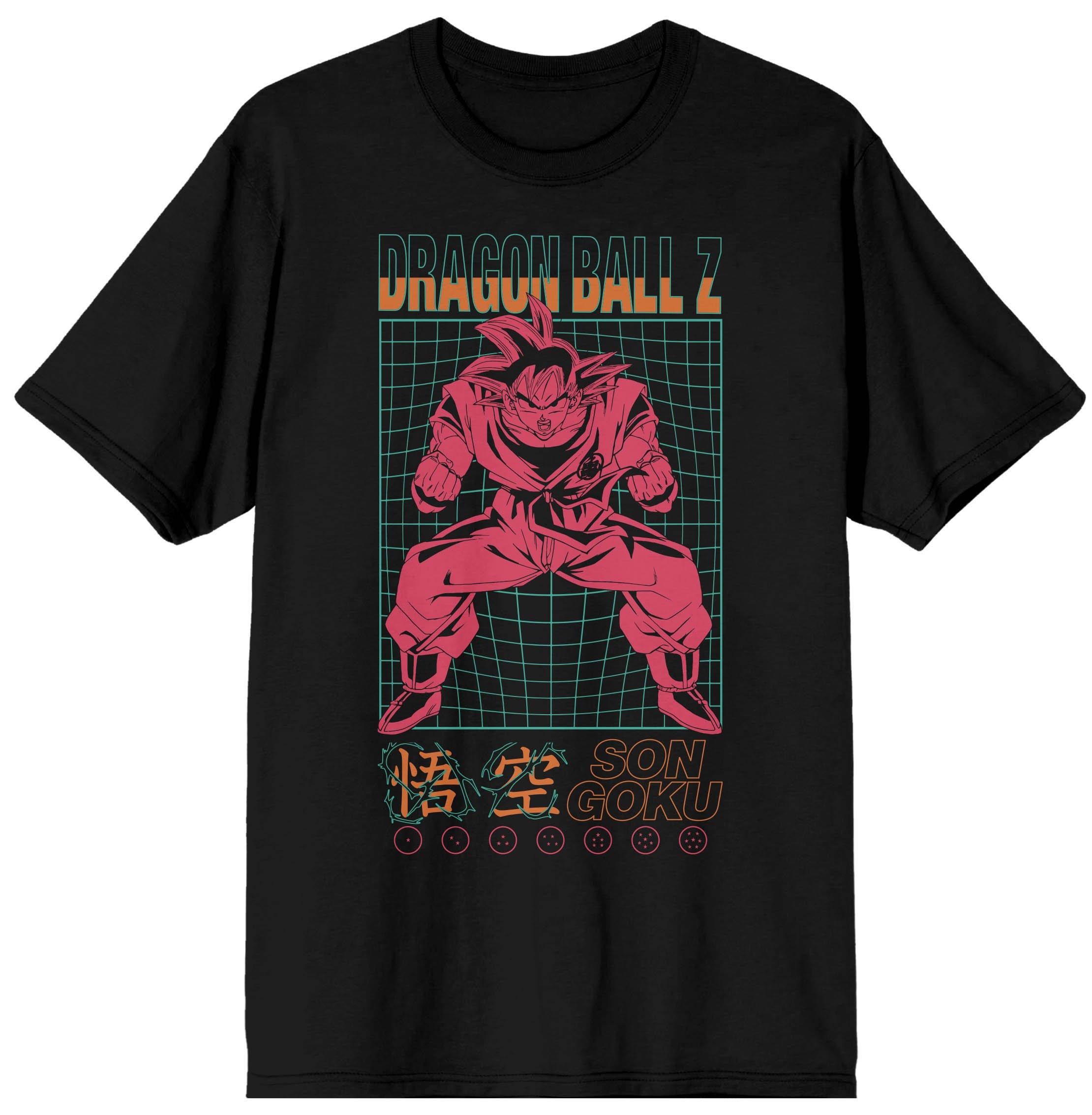 Dragon Ball Z Son Goku Kaio Ken Grid Men's Black Short Sleeve T-Shirt