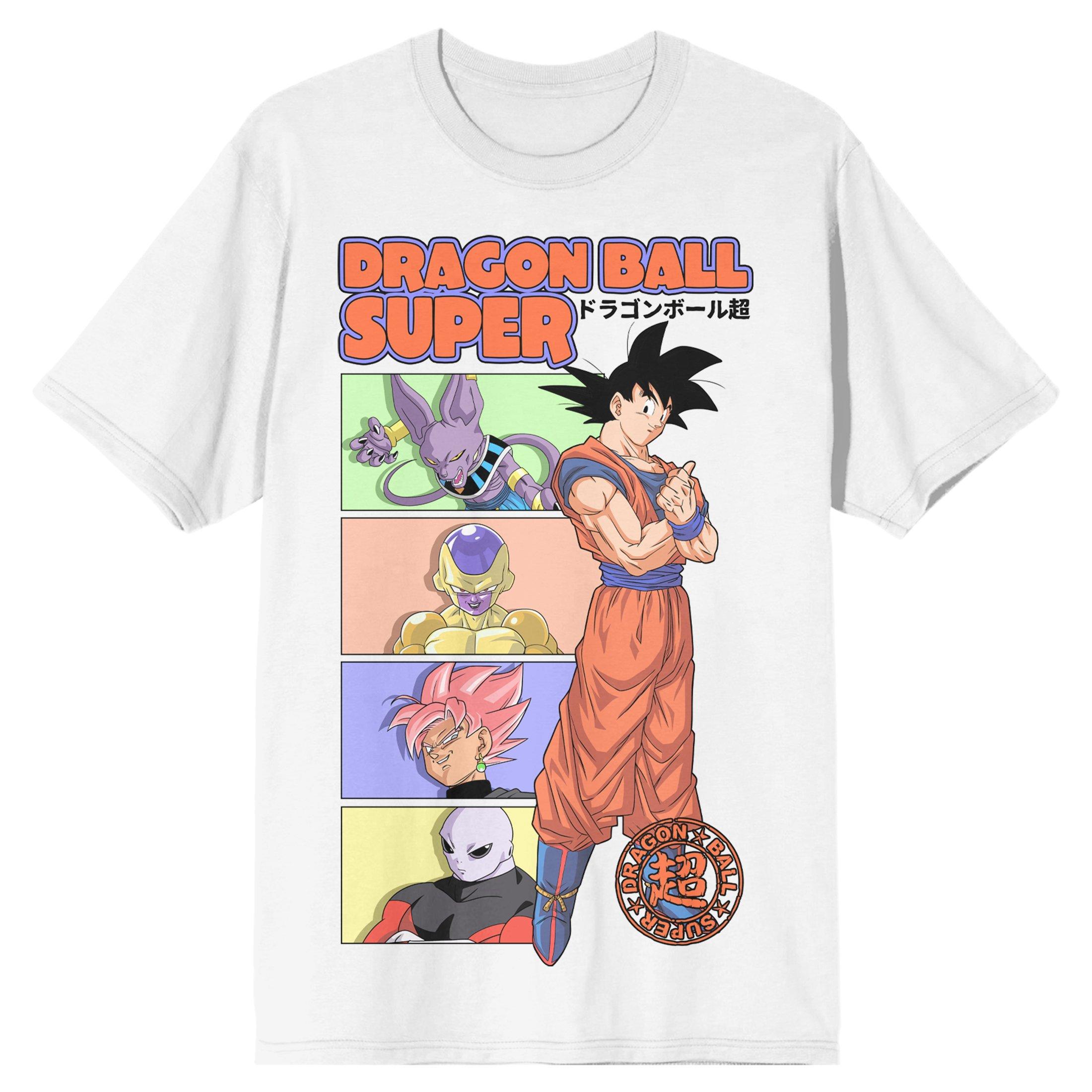 Dragon Ball Super Goku and Villains Men's White Vintage Short Sleeve Graphic T-Shirt
