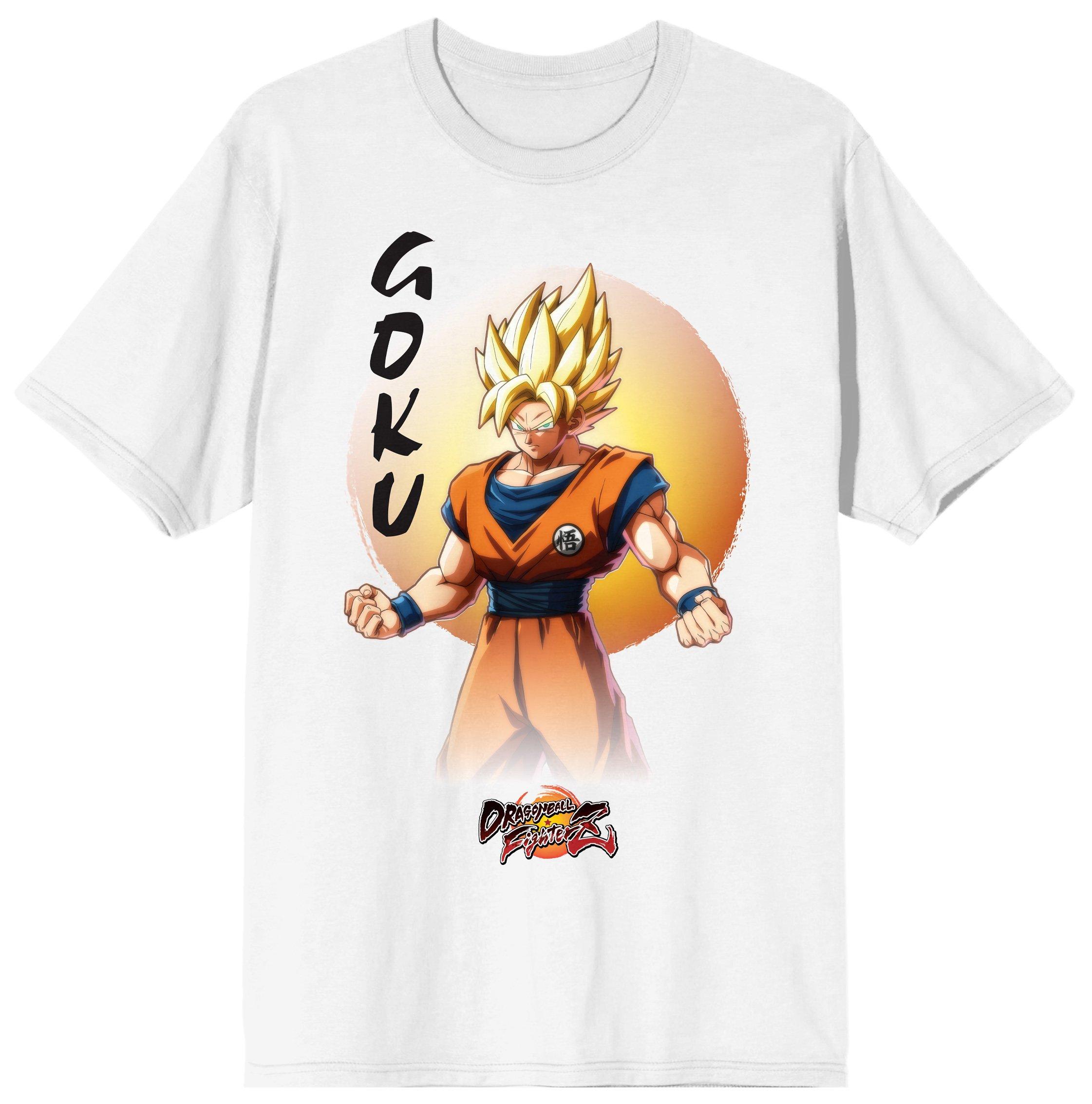 Dragon Ball FighterZ Goku Character Men's White Graphic Short Sleeve T-Shirt