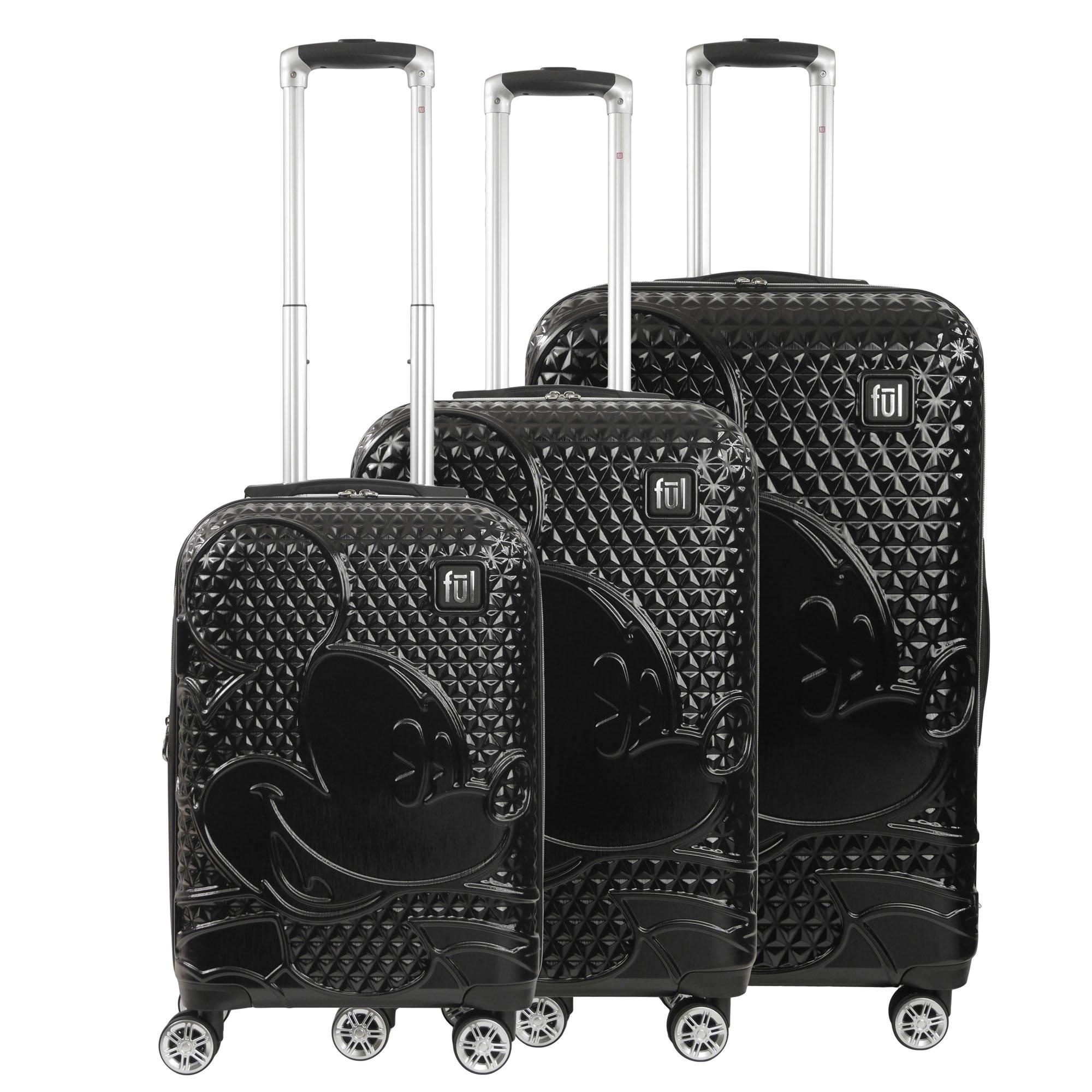 FUL Disney Textured Mickey Mouse Hard Sided Luggage 3-Piece Set