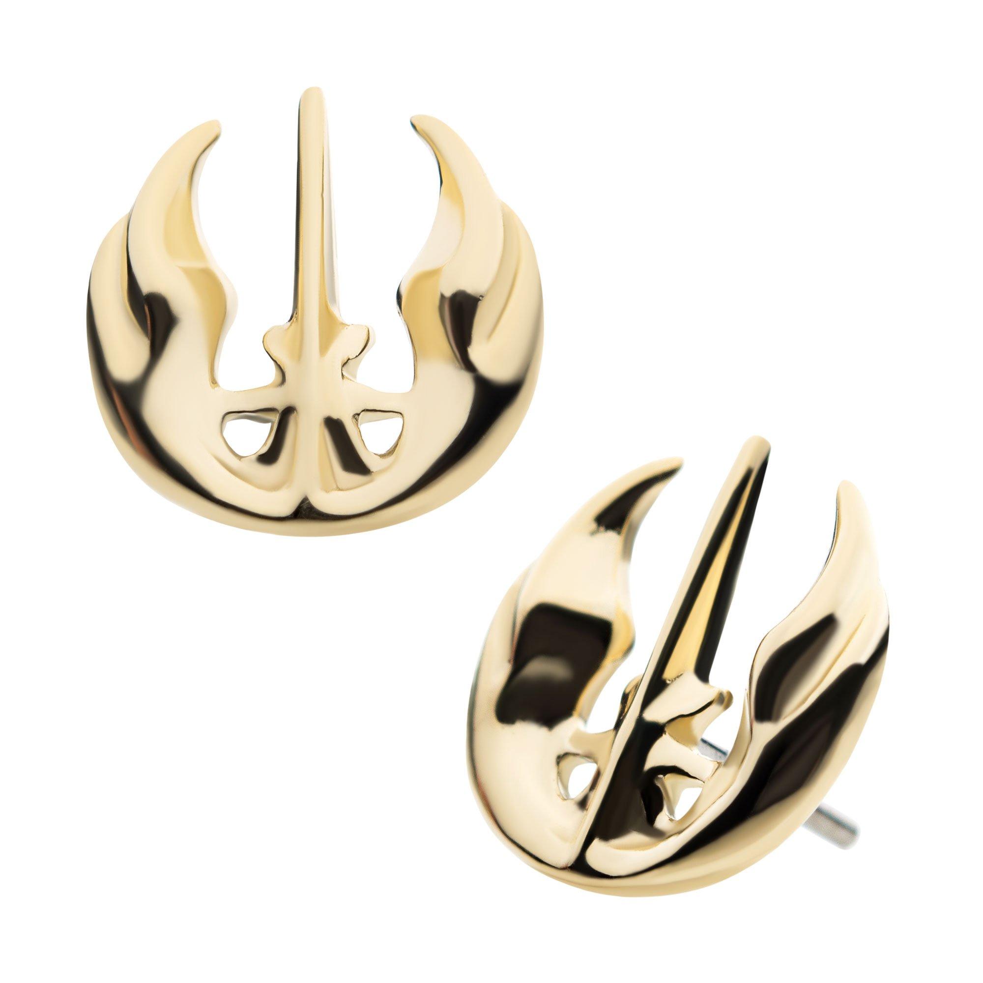 Star Wars Jedi Symbol 14kt Yellow Gold Threadless Earring Top