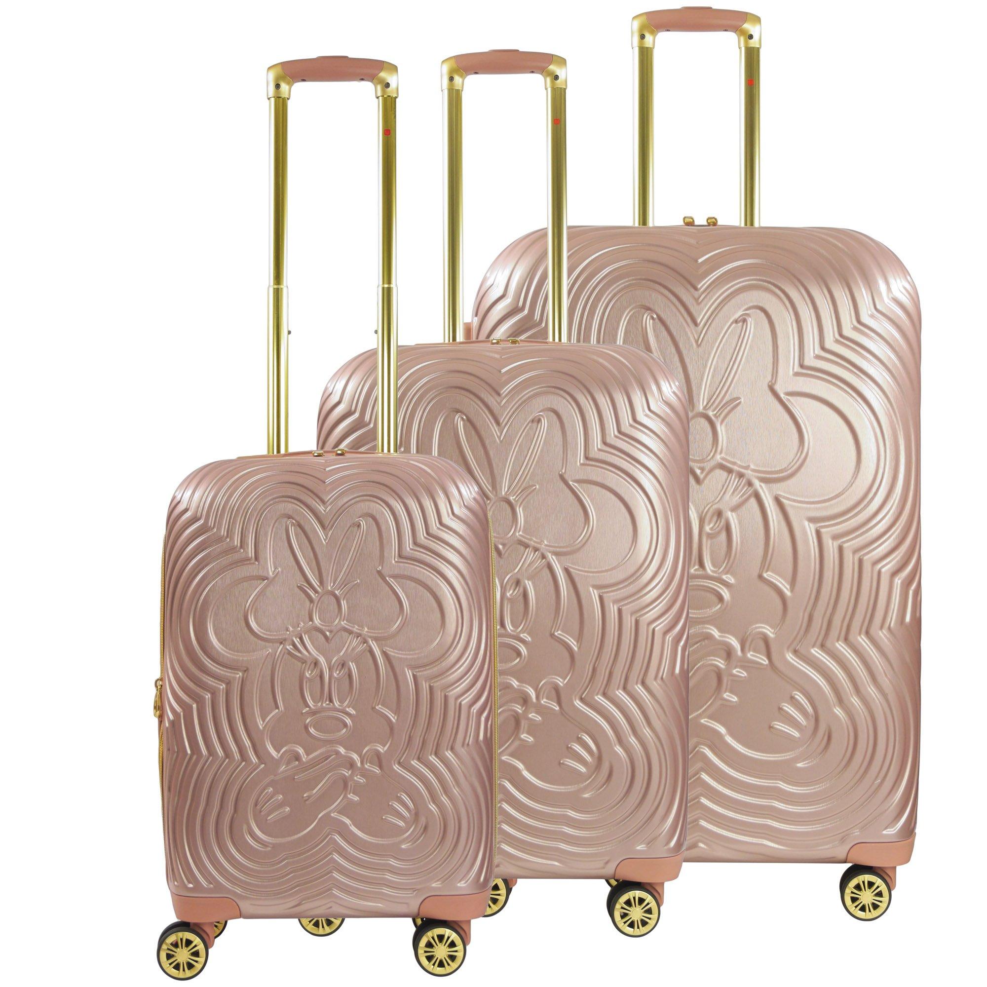FUL Disney Minnie Mouse Playful Molded Hard-Sided Roller Luggage 3-Piece Set - Rose Gold, Concept One, Rosegold