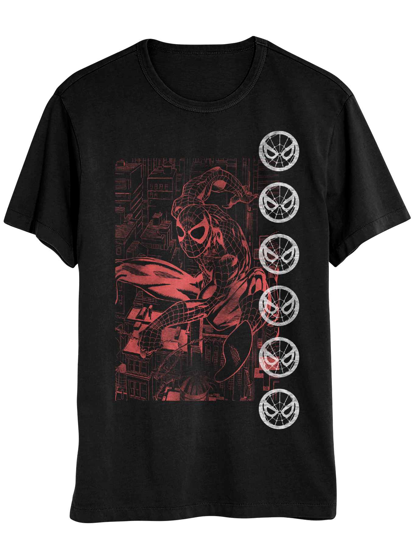 Marvel Spider-Man Line Art Black Unisex Short Sleeves T-Shirt, Size: Large, Isaac Morris