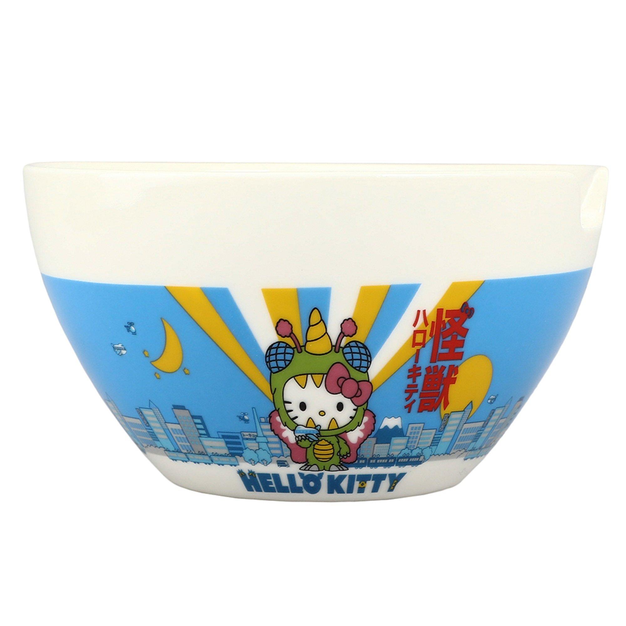 Hello Kitty Kaiju Cityscape Ceramic 20 Ooz Ramen Bowl with Chopsticks