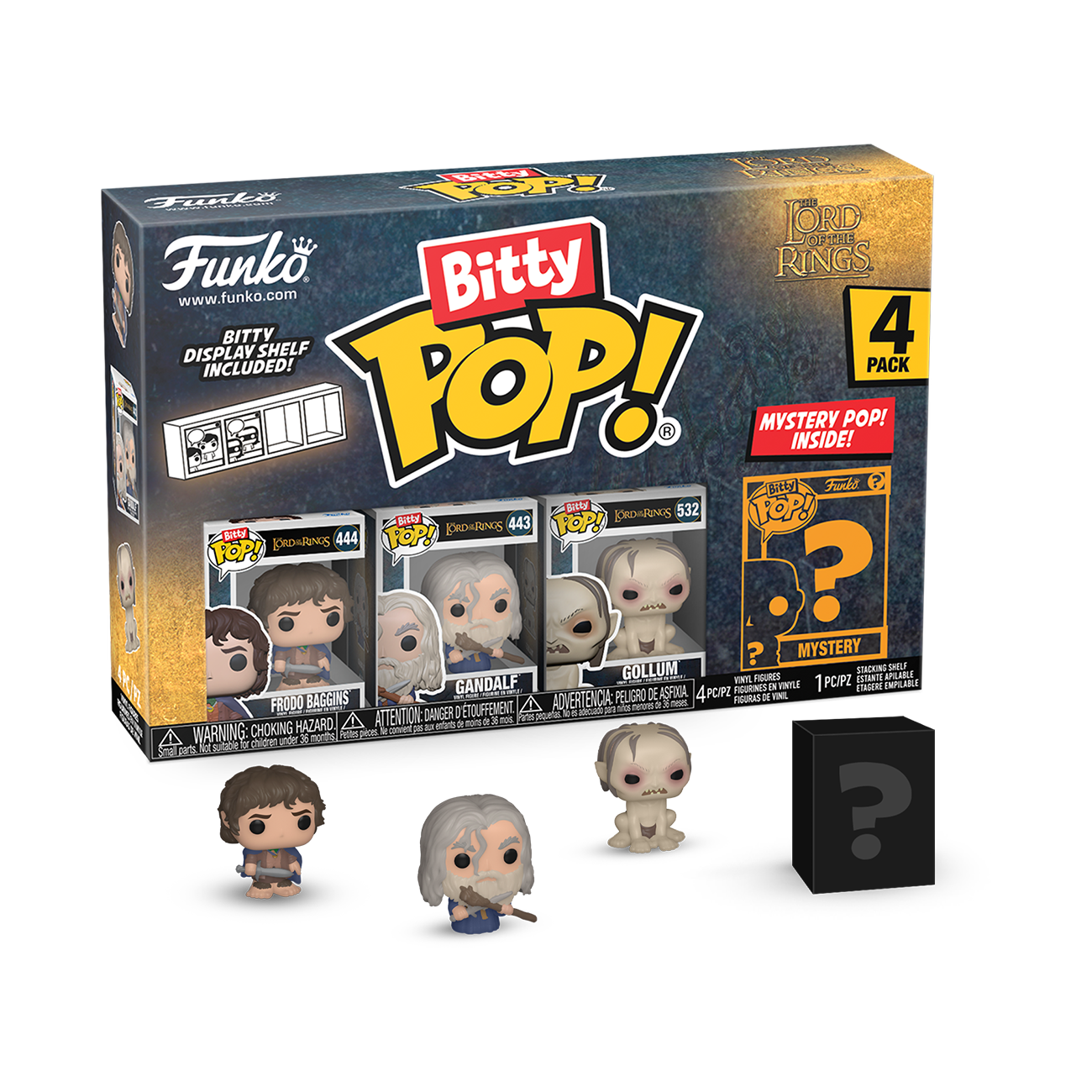 Funko Bitty POP! Lord of the Rings Vinyl Figure Set 4-Pack (Gollum, Gandalf, Frodo Baggins, Mystery Pop!)