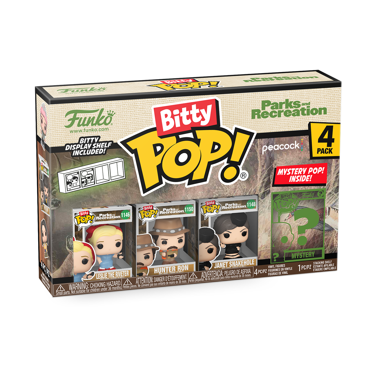 Funko Bitty POP! Parks and Recreation Vinyl Figure Set 4-Pack (Leslie the Riveter, Hunter Ron, Janet Snakehole, Mystery Pop!)