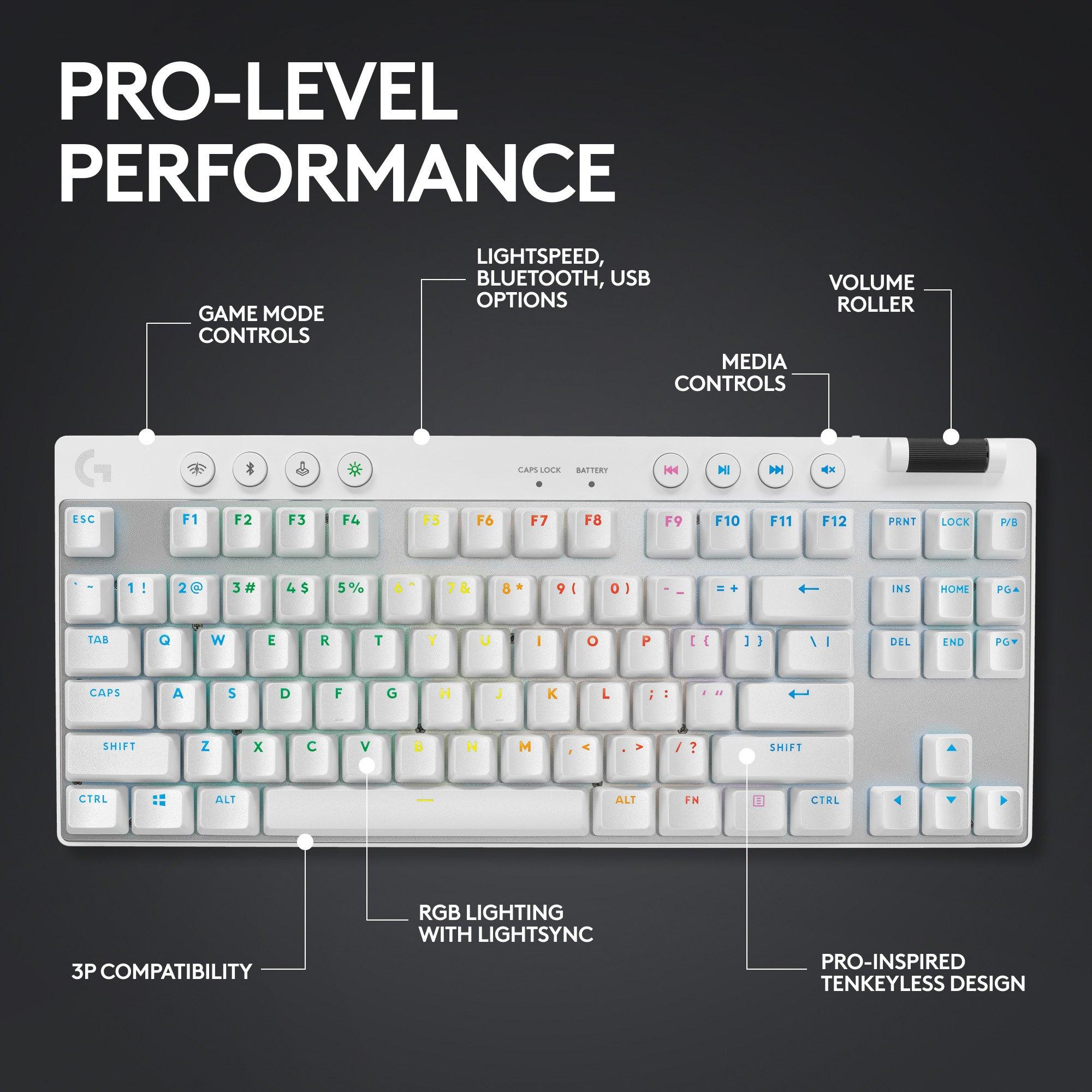 Logitech G Pro X TKL Lightspeed (Tactile) - White - Micro Center