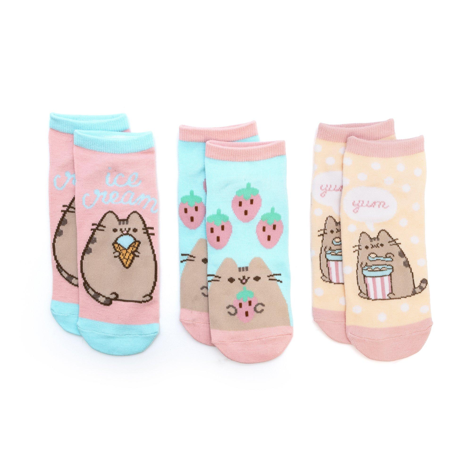 CultureFly Pusheen The Cat Foodie Adult Ankle Socks 3 Pairs -  PUH081A--GSP24