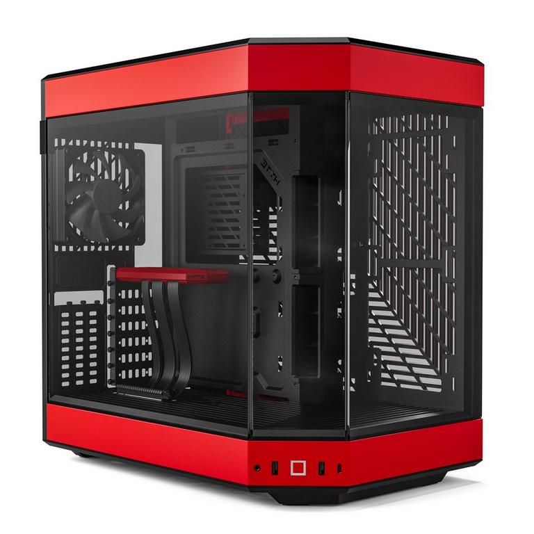 HYTE Y60 Modern Aesthetic Dual Chamber Panoramic Tempered Glass Mid-Tower ATX Computer Gaming Case with PCIE 4.0 Riser Cable - Red