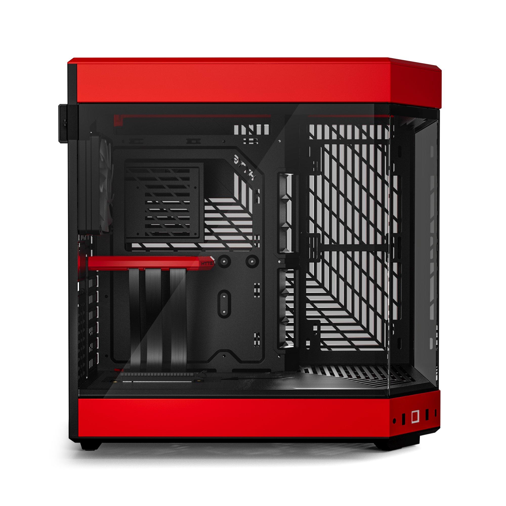 HYTE Y60 Modern Aesthetic Dual Chamber Panoramic Tempered Glass Mid-Tower ATX Computer Gaming Case with PCIE 4.0 Riser Cable Red