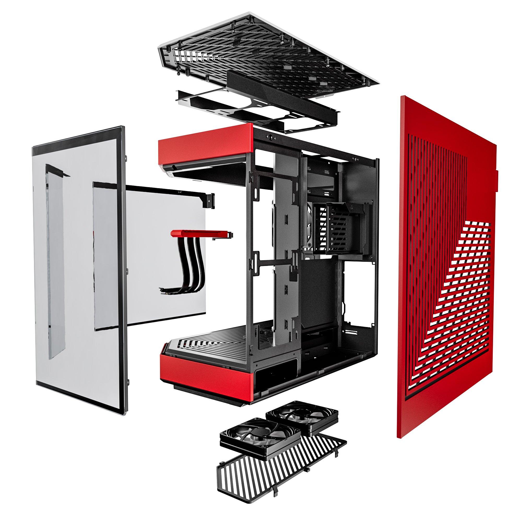 HYTE Y60 Modern Aesthetic Dual Chamber Panoramic Tempered Glass Mid-Tower ATX Computer Gaming Case with PCIE 4.0 Riser Cable Red