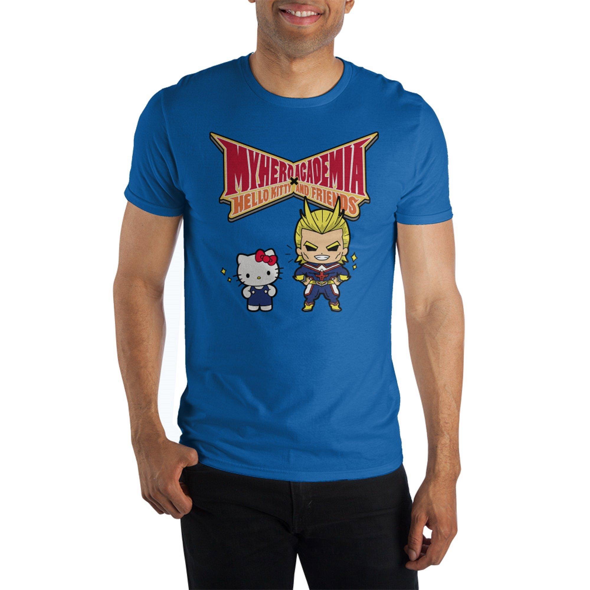 Hello Kitty and My Hero Academia Men's Royal Blue Graphic T-Shirt