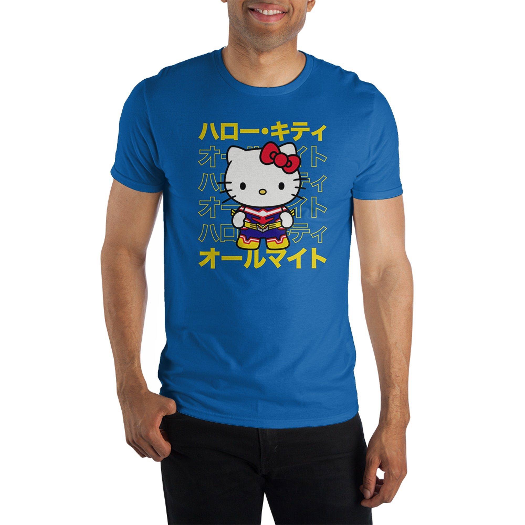 Hello Kitty and My Hero Academia Anime Plus Ultra Men's Royal Unisex Blue Graphic T-Shirt, Size: XL, Bioworld Merchandising