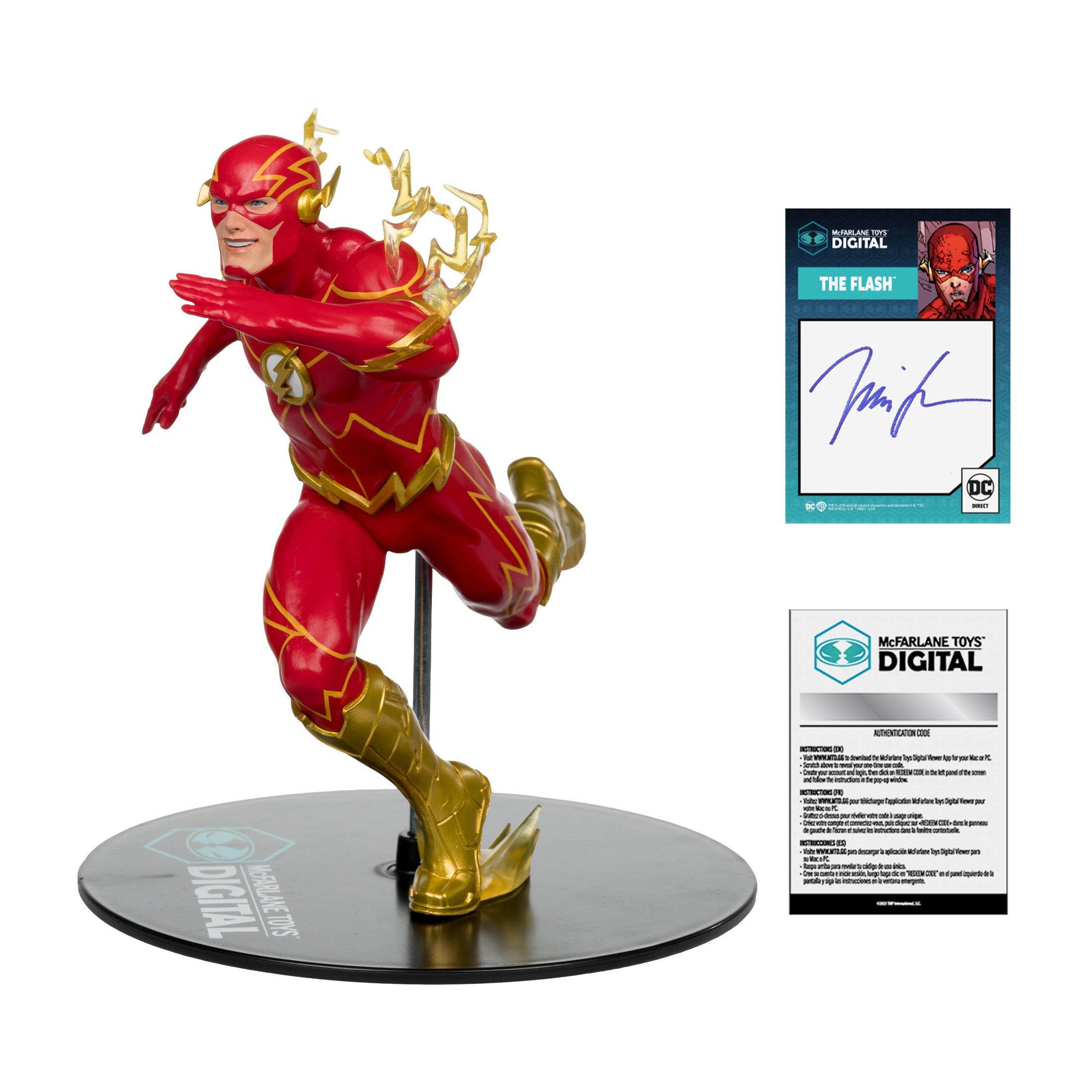 DC Direct The Flash 80 Years of The Fastest Man Alive by Jim Lee Gold Label with Jim Lee Autograph 12-in Statue GameStop Exclusive
