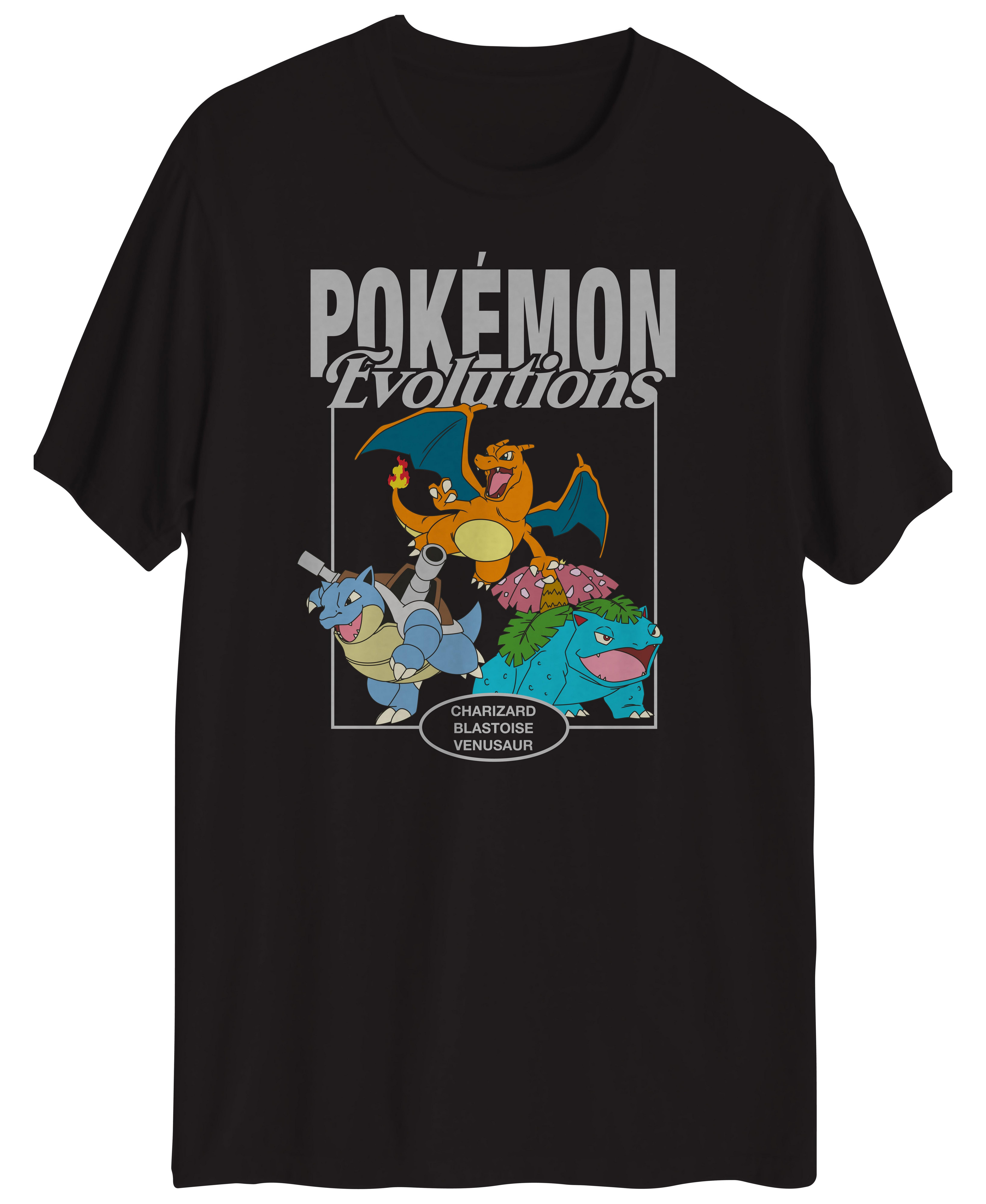 Pokemon Kanto Starter Evolutions Graphic T-Shirt, Size: Large, Hybrid Apparel