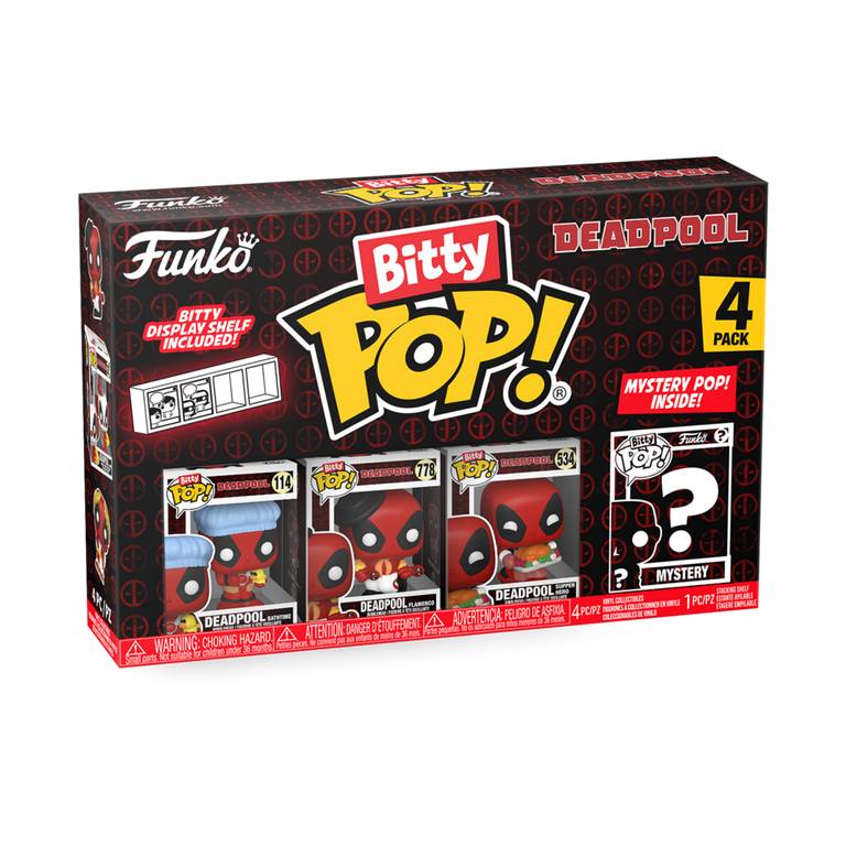 Funko Bitty POP! Deadpool Vinyl Figure Set 4-Pack (Bath time, Flamenco, Supper Hero, and Mystery Pop!)
