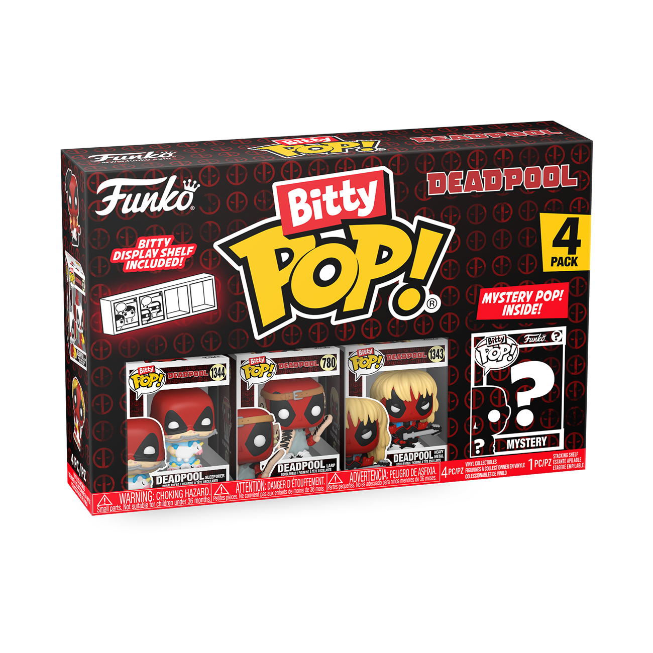 Funko Bitty POP! Deadpool Vinyl Figure Set 4-Pack (Sleepover, Heavy Metal, Larp, and Mystery Pop!)