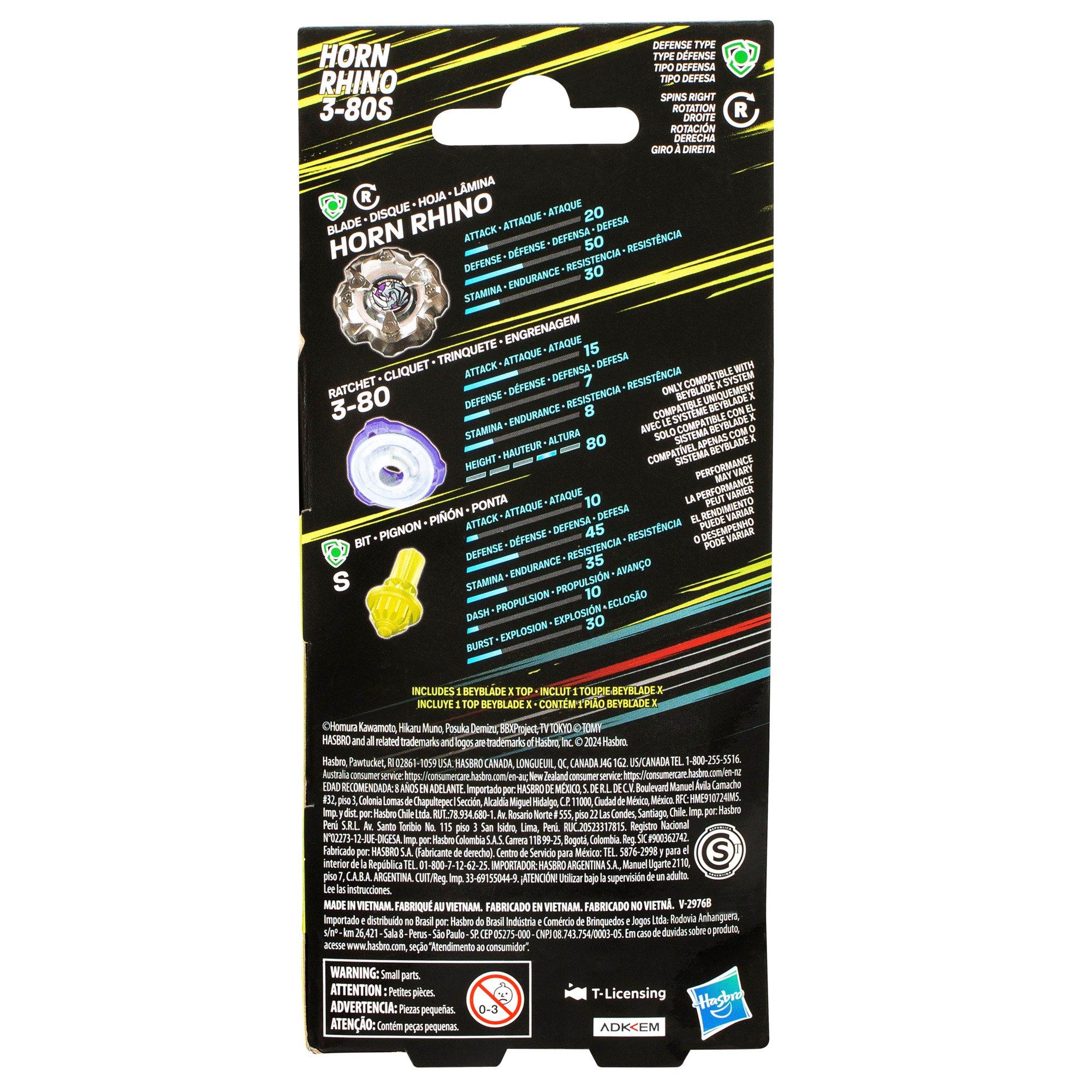 Hasbro Beyblade X Horn Rhino 3-80S Booster Pack Set