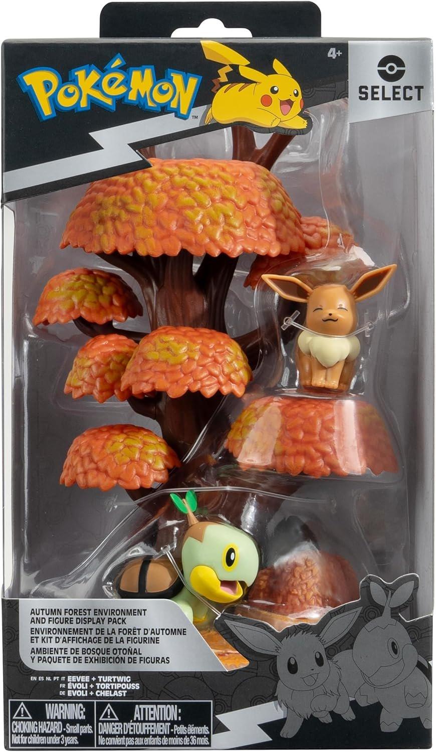 Jazwares Pokemon Environment 6-in Playset with Eevee and Turtwig Figures