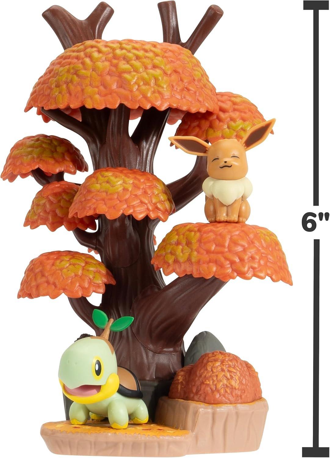 Jazwares Pokemon Environment 6-in Playset with Eevee and Turtwig Figures