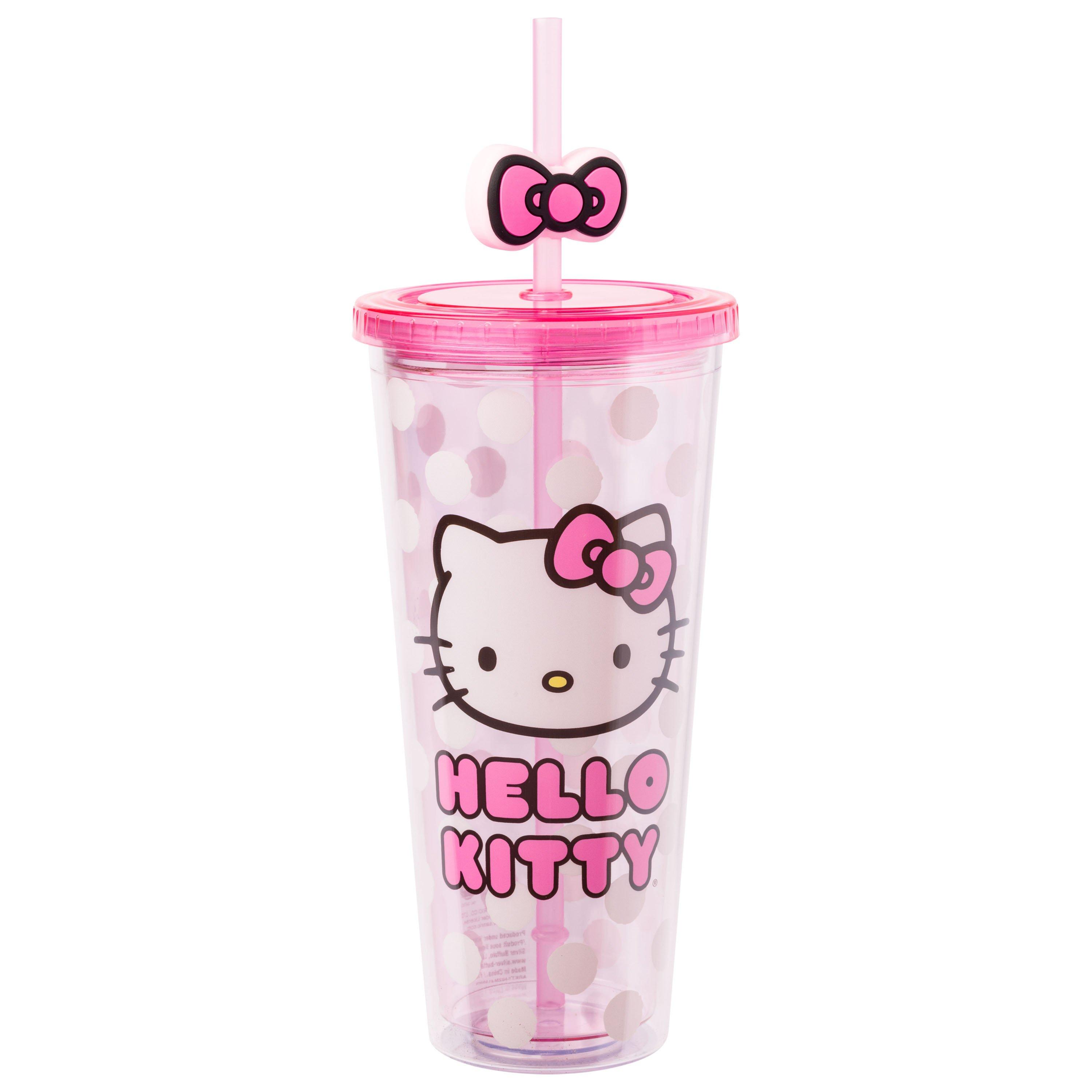Sanrio Hello Kitty Polka Dot 24oz Plastic Cold Cup with Topper Straw