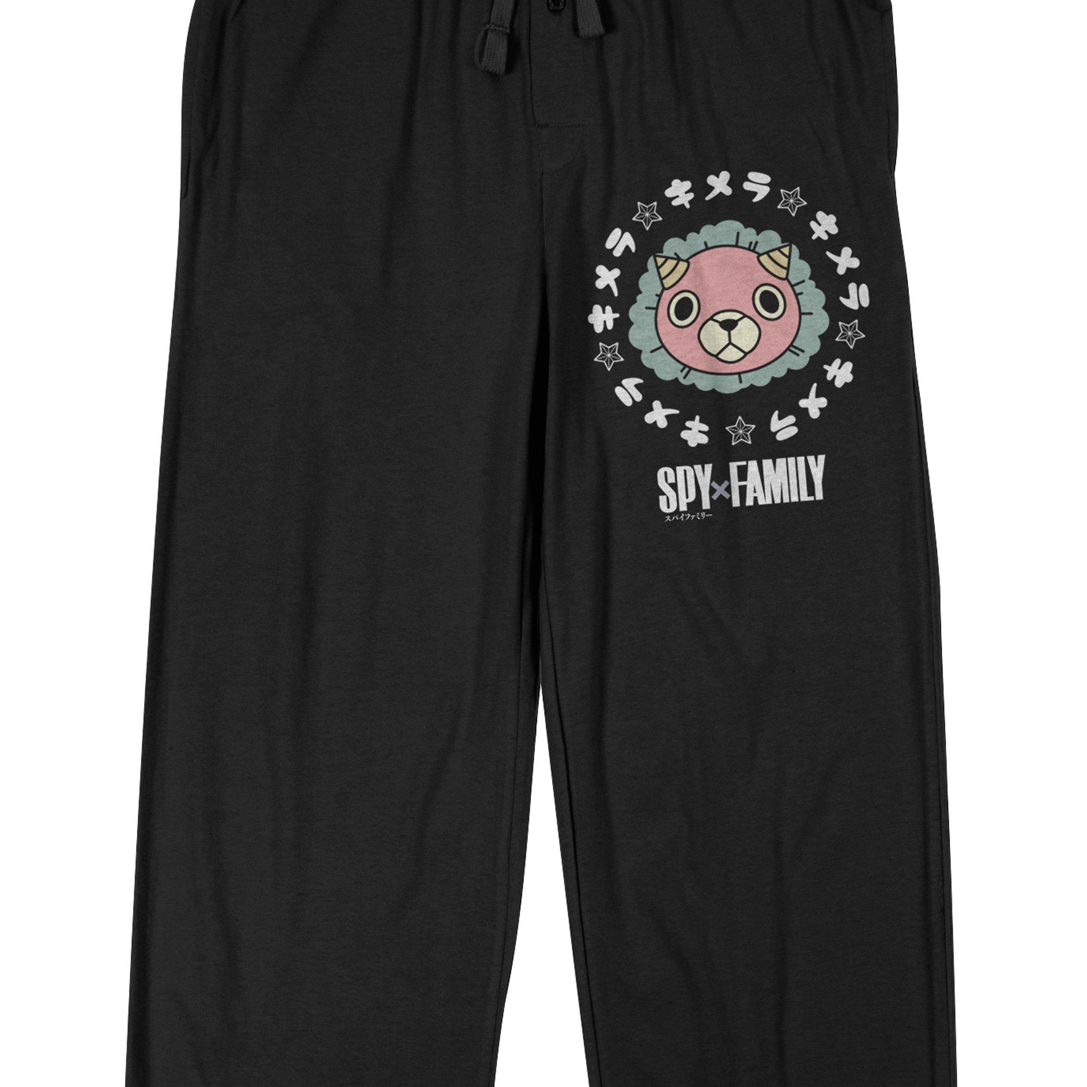 Spy x Family Chimera Face with Kanji Logo Men's Black Graphic Sleep Pants