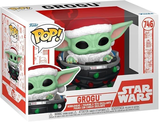 Funko POP! Star Wars: Mandalorian Holiday Grogu Pram 3.75-in Vinyl Figure
