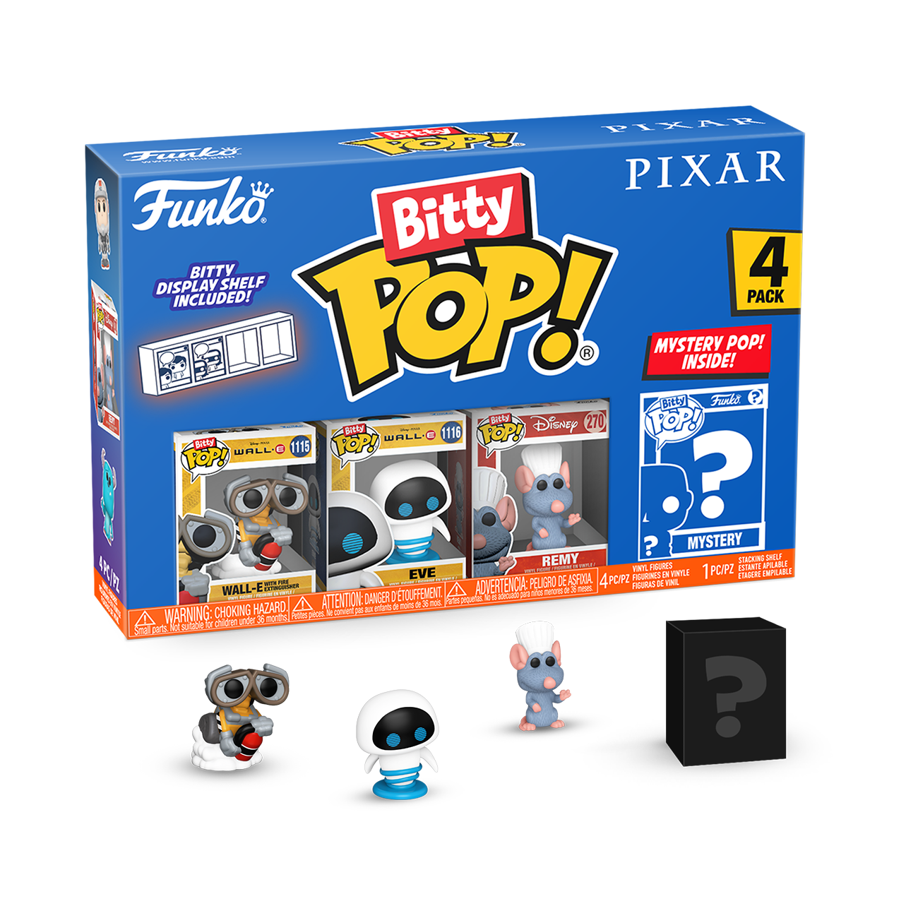 Funko Bitty POP! Pixar Animation Vinyl Figure Set 4-Pack (WALL-E, EVE, Remy