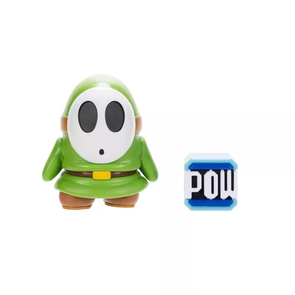 Jakks Pacific Super Mario Green Shy Guy with POW Block 4-in Figure