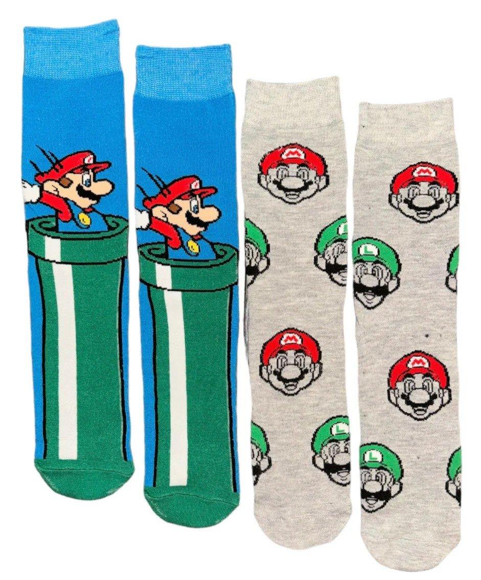 Nintendo Super Mario Bros Pipe Men's Crew Socks 2-Pack, High Point Design