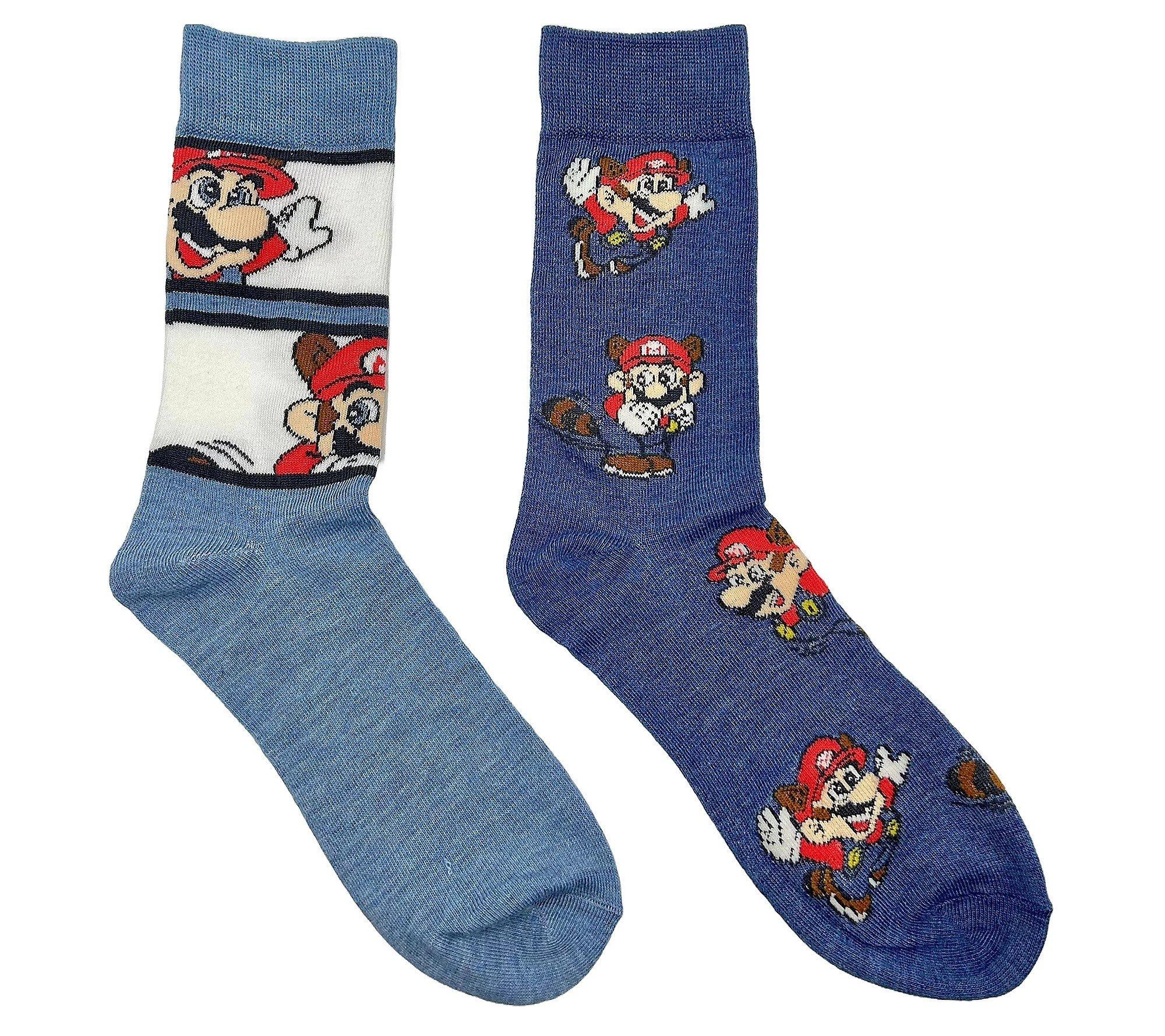 Nintendo Super Mario Tanooki Crew Socks 2-Pack, High Point Design