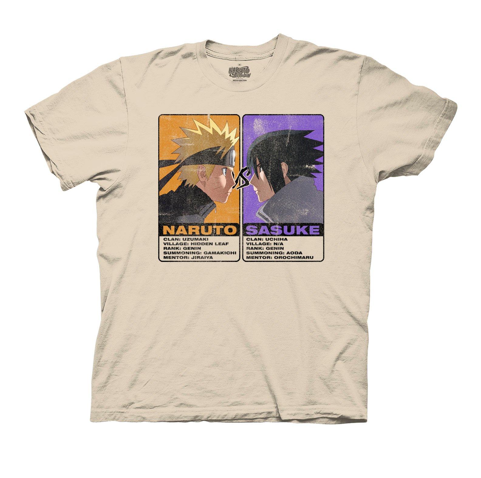 Naruto vs Sasuke Faceoff Unisex Beige Short Sleeve T-Shirt Gamestop Exclusive