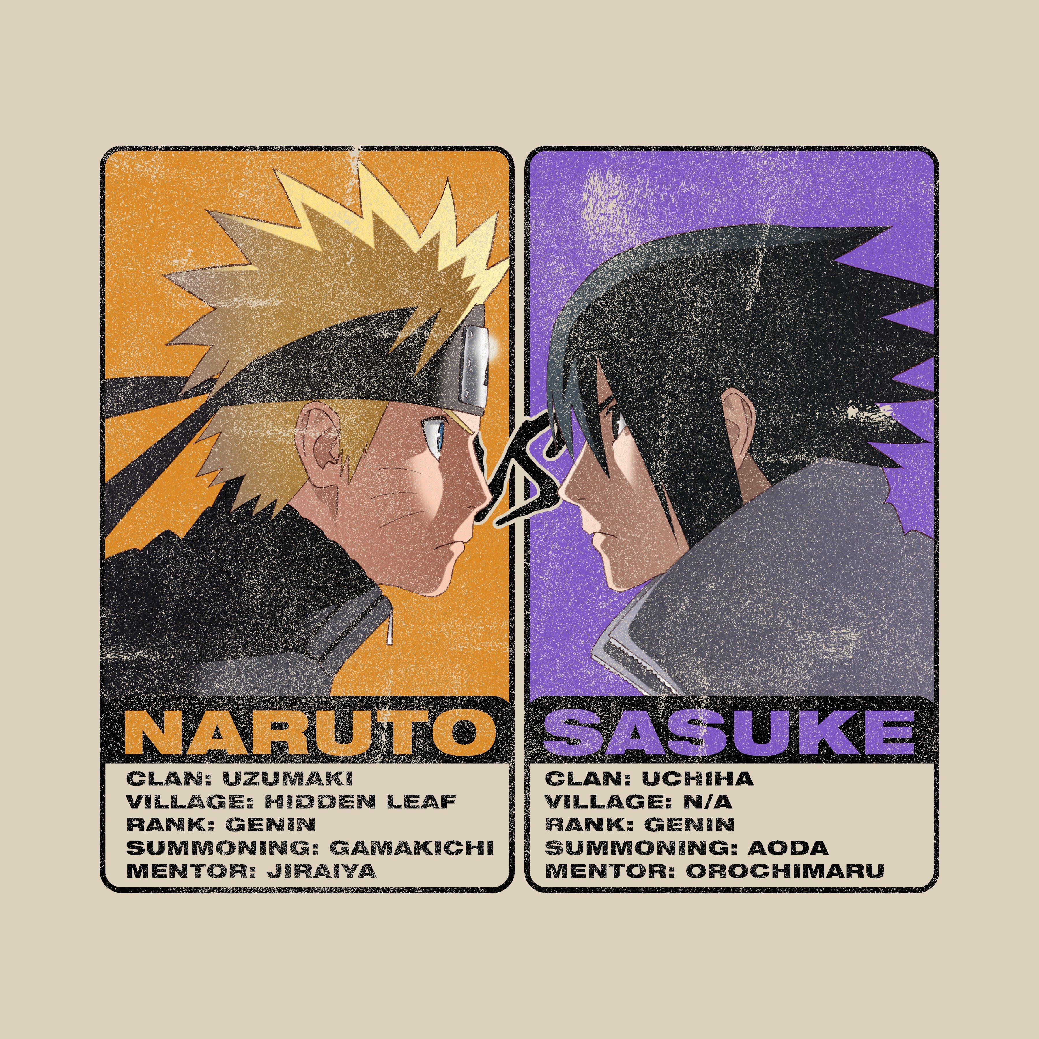 Naruto vs Sasuke Faceoff Unisex Beige Short Sleeve T-Shirt Gamestop Exclusive