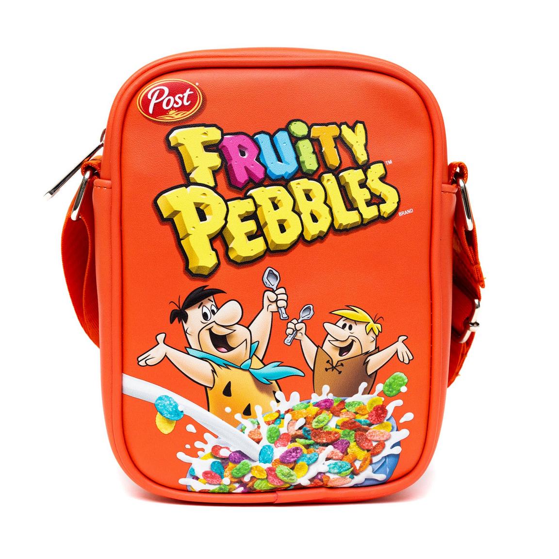 Buckle-Down The Flintstones Fruity Pebbles Polyurethane Crossbody Bag with Piping Edge and Cell Phone Pocket, Size: One Size, Buckle Down