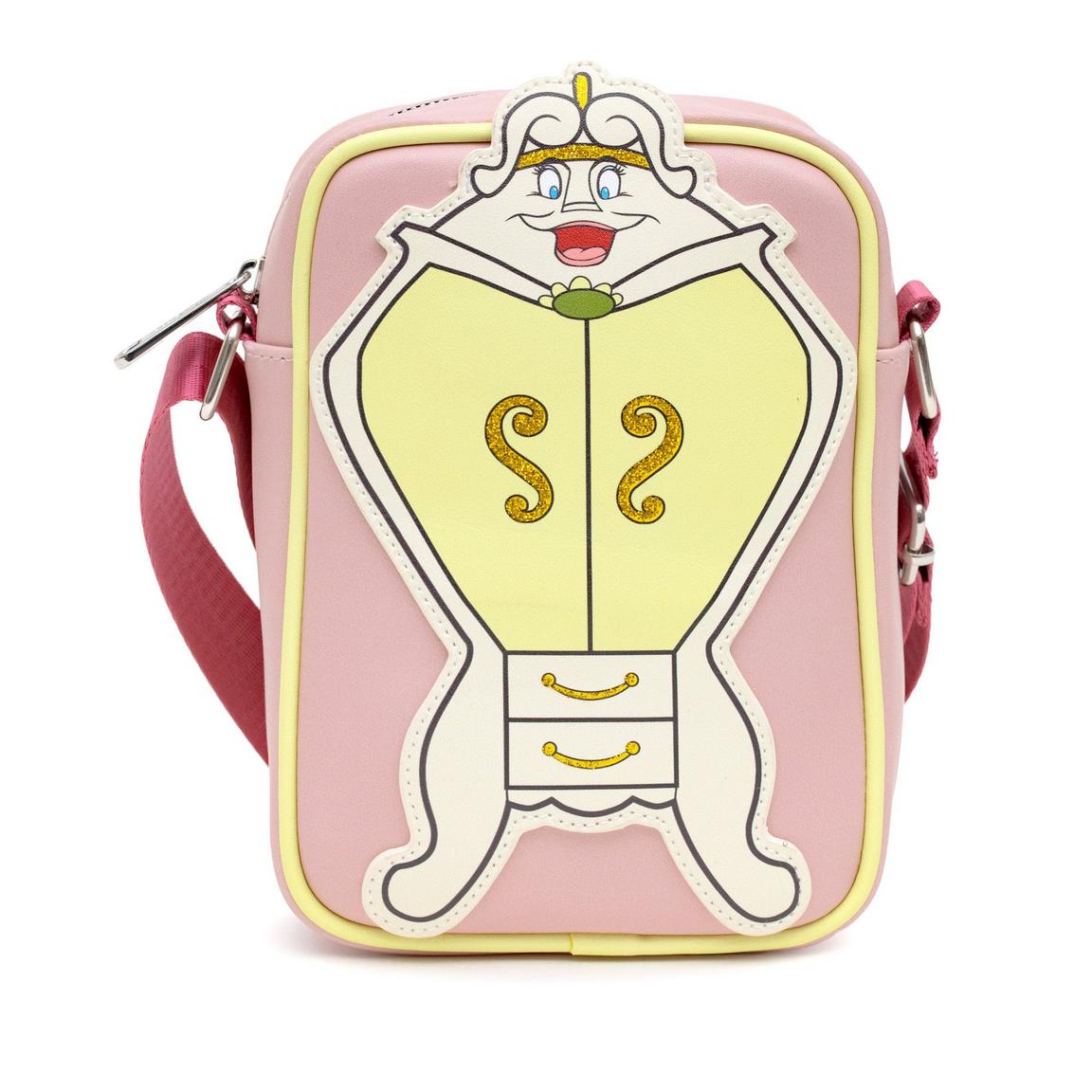 Buckle-Down Disney Beauty and the Beast Polyurethane Crossbody Bag with Piping Edge and Cell Phone Pocket, Size: One Size, Buckle Down