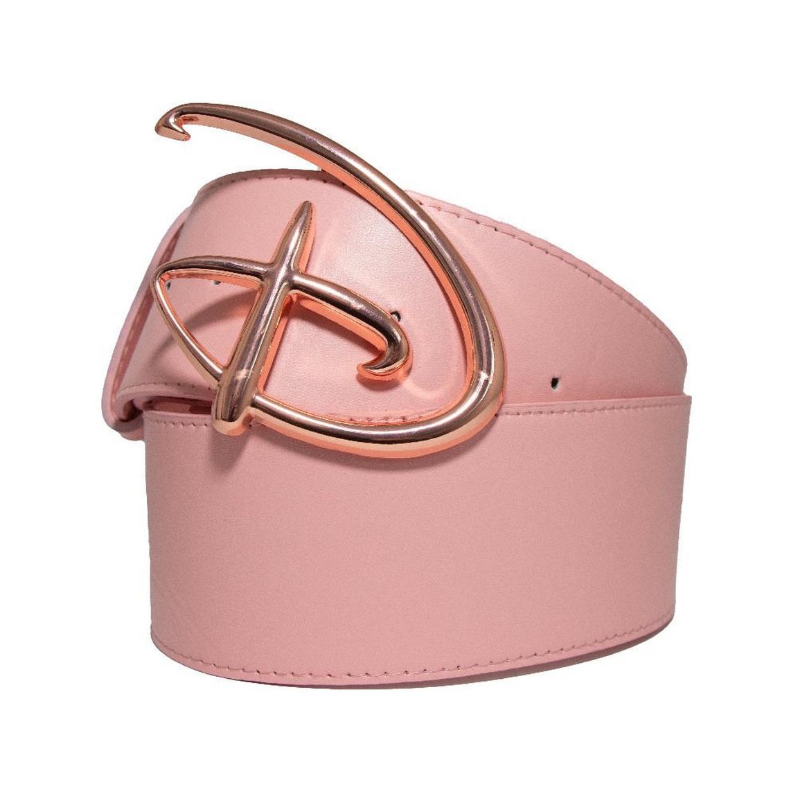 Buckle-Down Disney Signature D Pink Cast Buckle Polyurethane Leather Belt, Size: Large, Buckle Down