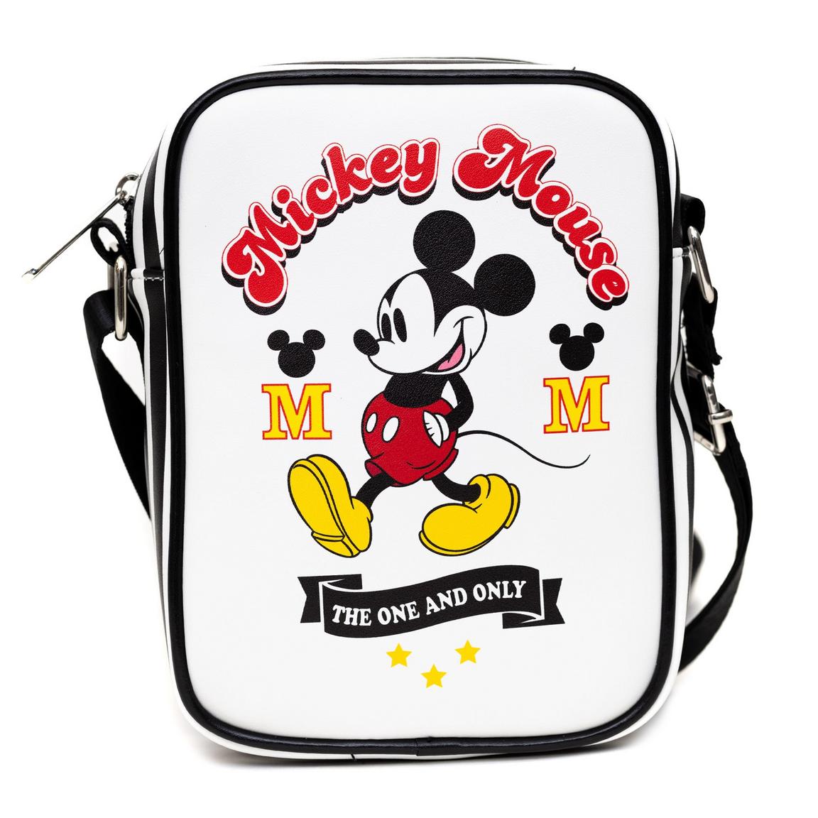 Buckle-Down Disney Mickey Mouse - Mickey Walking Polyurethane Crossbody Bag with Piping Edge and Cell Phone Pocket, Size: One Size, Buckle Down