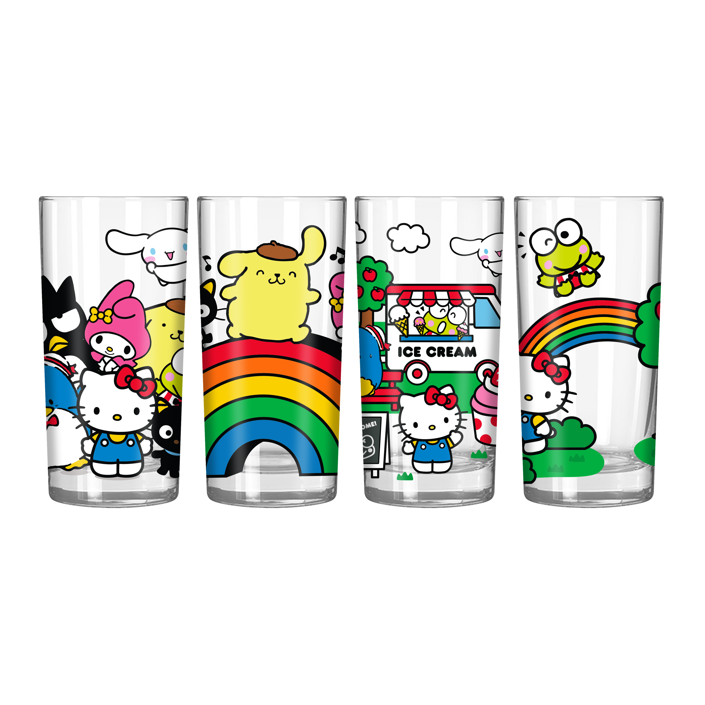 Hello Kitty グラス、食器セット Hello Kitty and Friends at the Park 4pc. 10oz Tumbler Glass Set