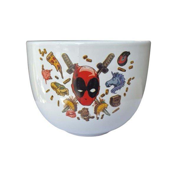 Deadpool Face Swords and Tacos Boxed 20oz Ceramic Ramen 20 oz. Bowl with Chopsticks