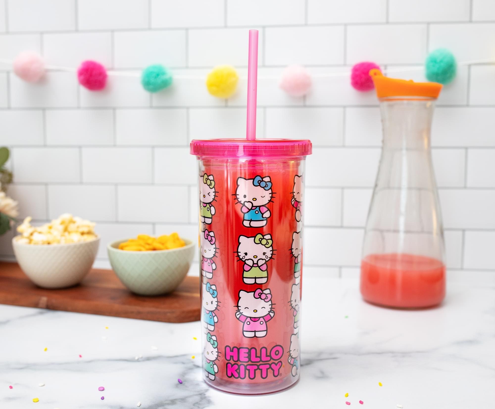 Sanrio Hello Kitty Expressions 20 oz Carnival Cup With Lid and Straw