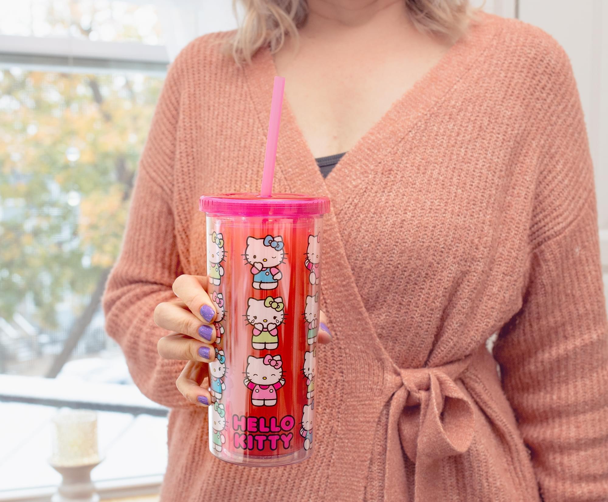 Sanrio Hello Kitty Expressions 20 oz Carnival Cup With Lid and Straw