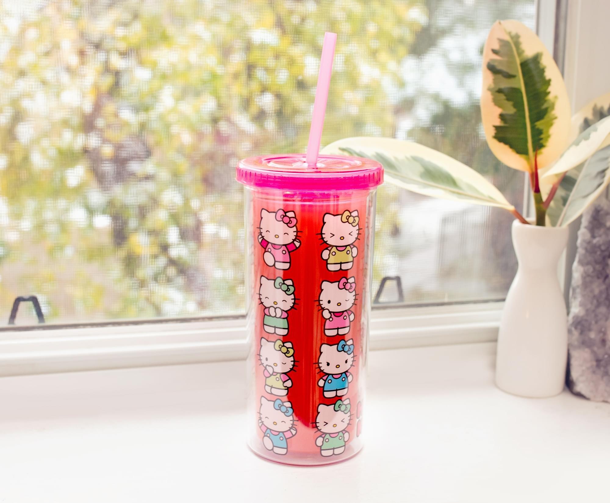 Sanrio Hello Kitty Expressions 20 oz Carnival Cup With Lid and Straw