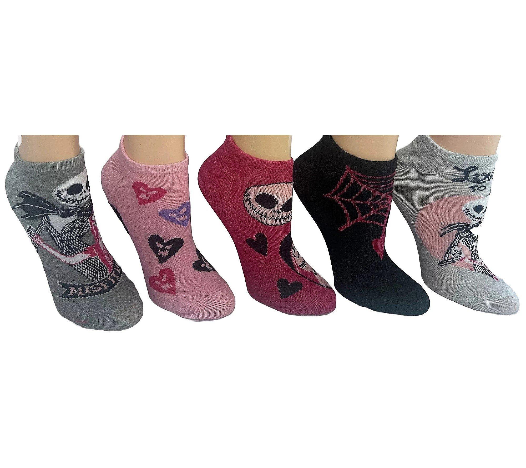 The Nightmare Before Christmas Love No Show Women's Socks 5-Pack, High Point Design