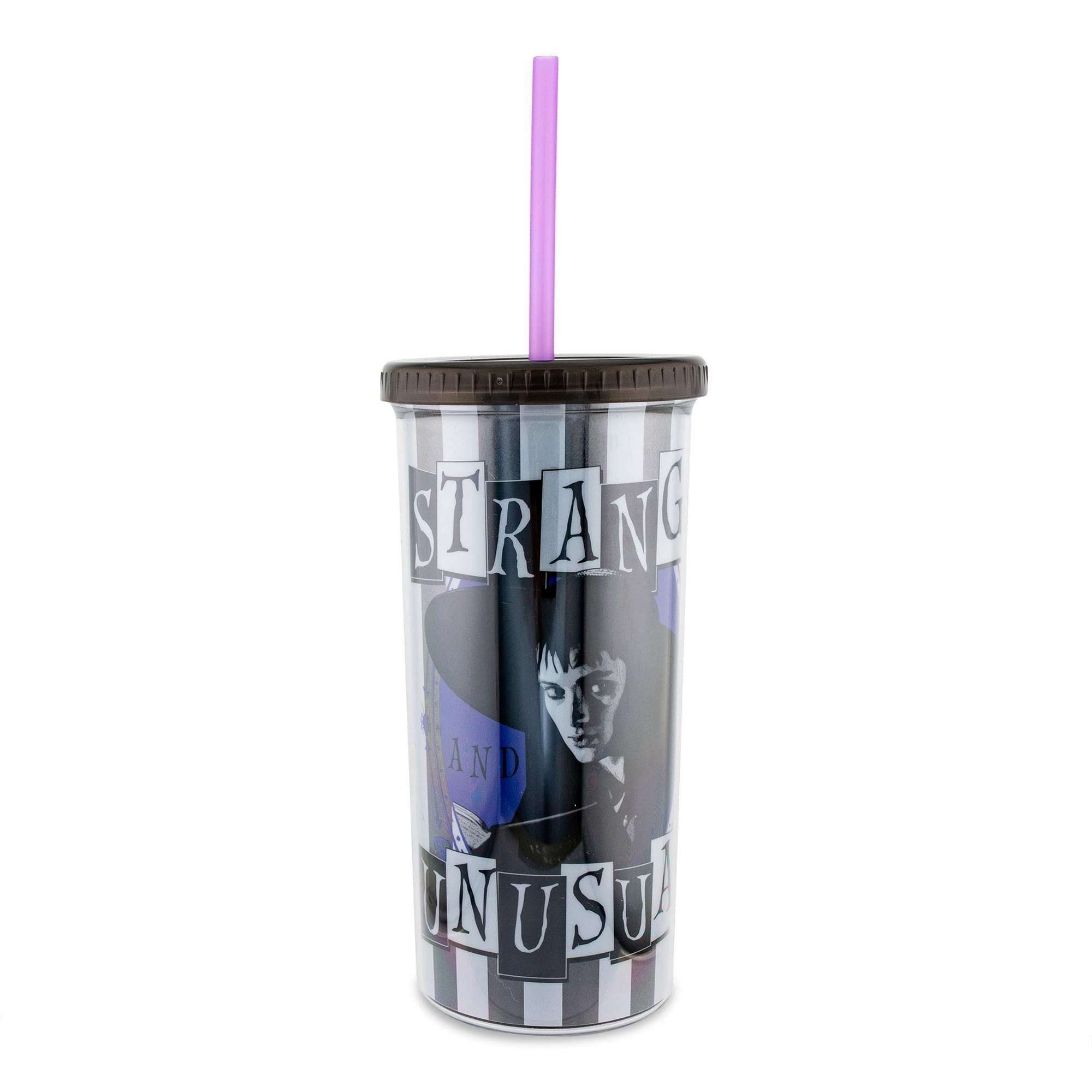 Beetlejuice Strange and Unusual 20 oz Cold Cup With Lid and Straw