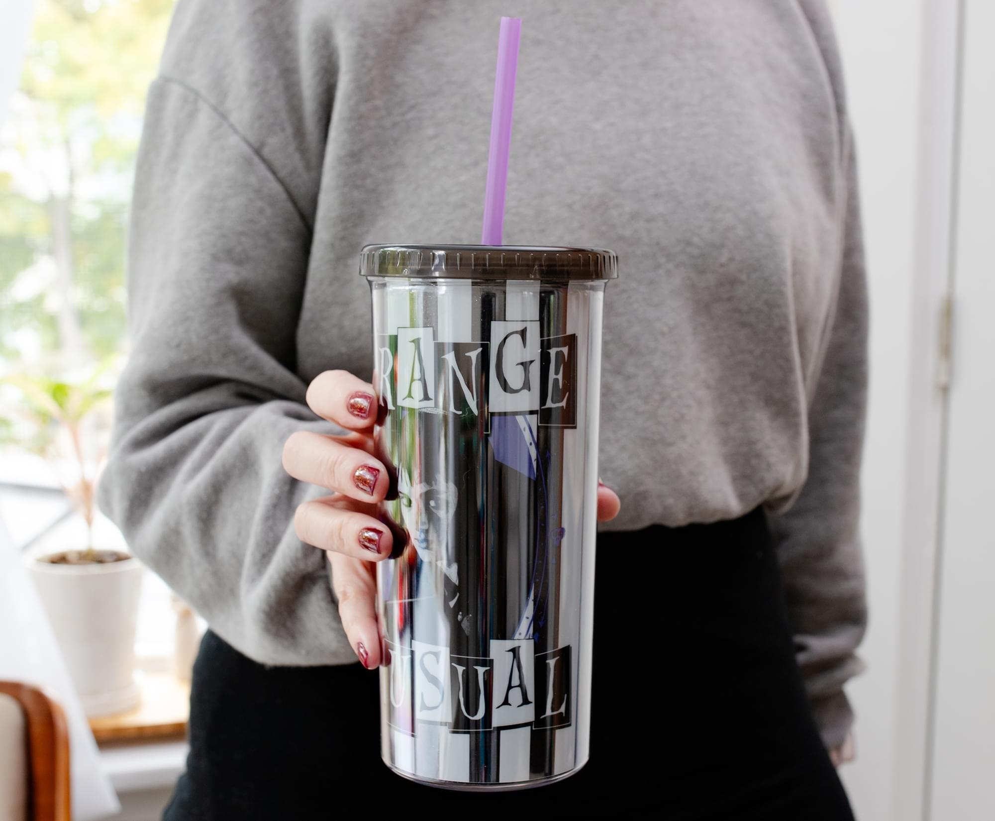 Beetlejuice Strange and Unusual 20 oz Cold Cup With Lid and Straw