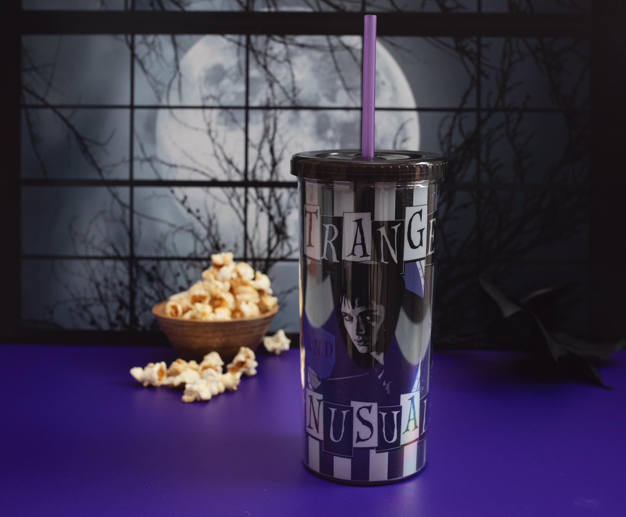 Beetlejuice Strange and Unusual 20 oz Cold Cup With Lid and Straw